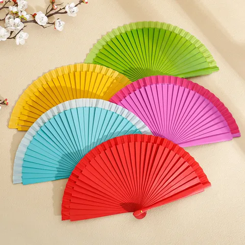 Abanico Plegable de Madera Maciza Estilo Español Moderno Minimalista Color Sólido Con Soporte de Madera para Decoración