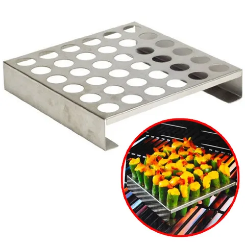 Stainless Steel Pepper Grill Rack With Hole For Jalapeño Poppers Chicken Leg Roaster Stand BBQ Roasting Tool Outdoor Camping Picnic Accessory
