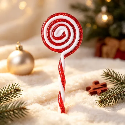 Weihnachtsbaumschmuck Lutscher Anhänger Rot Weiß Spirale Süßigkeiten Hängende Ornamente Kunststoff Glitzer Bonbons Für Feiertags Party Home Deko