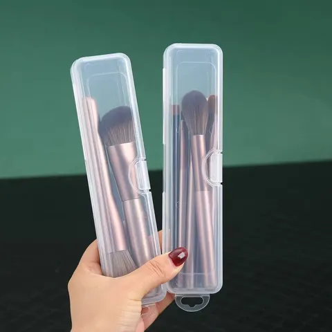 Transparente Tragbare Make-up Pinsel Aufbewahrungsbox Staubdicht Kunststoff Reise Kosmetik Organizer Etui Für Augenbrauenstift Lippenstift