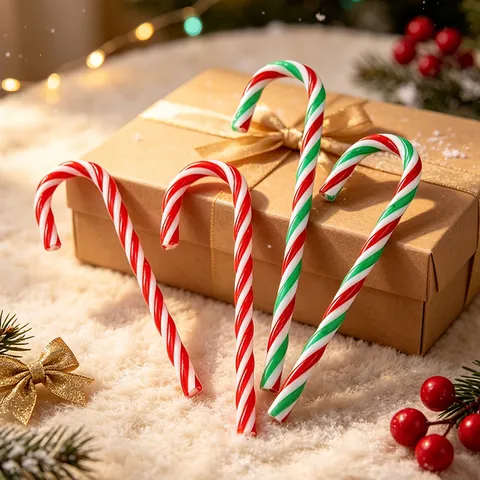 Plastic Christmas Candy Cane Ornaments Red White Green Striped Hanging Decorations For Holiday Party Xmas Tree Home Decor