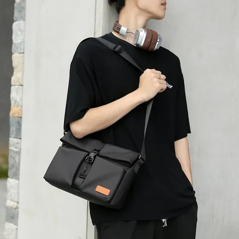 Bolso Bandolera Casual para Hombre de Tejido Recubierto Impermeable Bolso Mensajero Bolso de Hombro de Moda para Viaje Diario