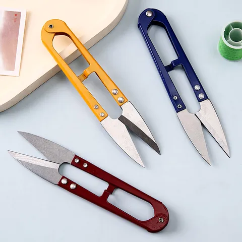 U-Förmige Fadenschere aus Kohlenstoffreichem Stahl Tragbare Mini Nähschere Federbelasteter Garnschneider Für Angeln Kreuzstich DIY Handwerkzeuge