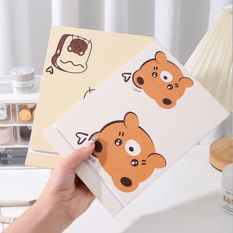 Ins Style Cartoon Bear Pattern Portable Folding Makeup Mirror Desktop Tabletop Standing Vanity Mirror For Students Dorm Home Decor
