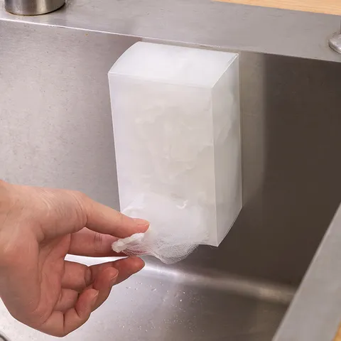 Wall Mounted Kitchen Sink Filter Mesh Storage Box Frosted Plastic Trash Bag Dispenser Wall Hanging Tissue Organizer