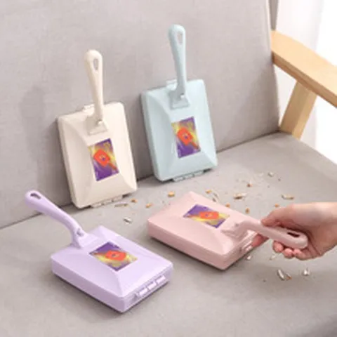 Manual Double Roller Dust Brush Household Carpet Cleaning Brush Multi-functional Clothing Lint Remover With Handle PP Plastic