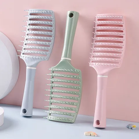 Brosse à Cheveux de Massage Courbée Professionnelle Homme Femme Styling Peigne de Massage Volumateur Brosse Aérée pour Cheveux Mouillés et Secs