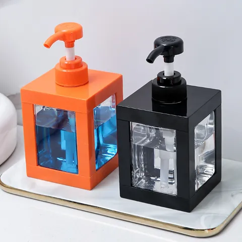 Large Capacity Square Press Lotion Dispenser Bottle Portable Transparent Bathroom Shower Gel Hand Soap Storage Bottle