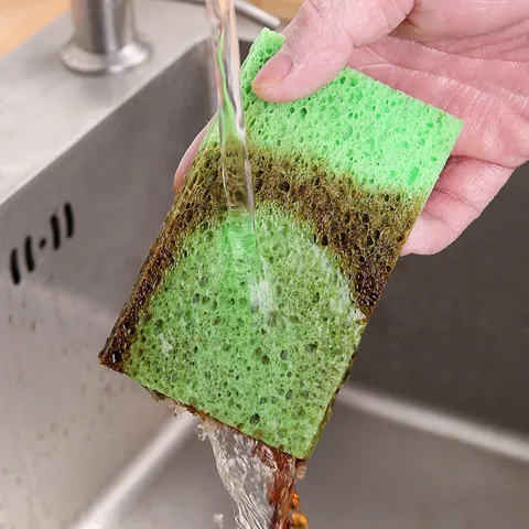 Wood Pulp Cotton Cleaning Sponge Kitchen Dishwashing Scouring Pad Honeycomb Structure Absorbent Magic Wipe For Dish Pot Pan