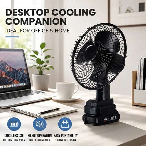 Portable Desktop Fan Brushless Lithium Battery Powered Small Desk Fan For Dormitory Office Travel Outdoor Handheld Mini Fan