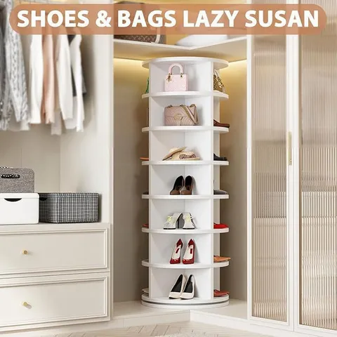 Rotating Shoe Rack Multi Tier Storage Tower Cabinet White Freestanding Organizer For Entryway Living Room Bedroom Minimalist Multifunctional Bag Rack