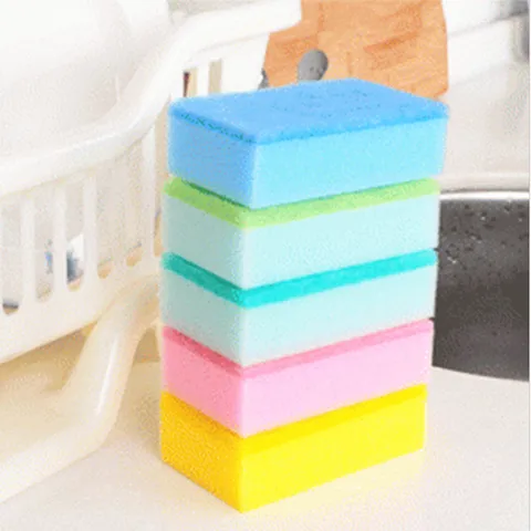 Multicolor Double-Sided Dishwashing Sponge Scouring Pad Kitchen Cleaning Scrub Sponge Block For Pot Bowl Dish Cleaning