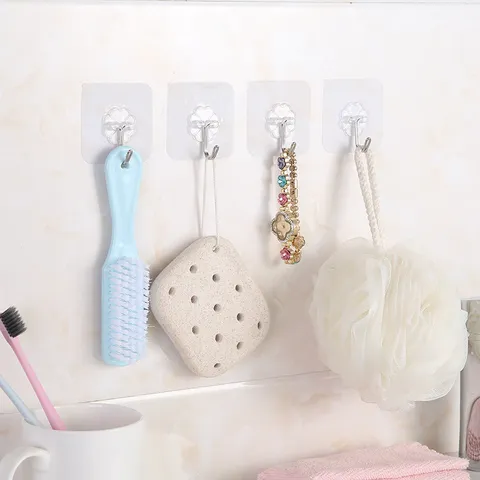 Transparente Selbstklebende Wandhaken Stark Wasserdicht Spurlos Haken Für Küche Badezimmer Tür Wand Edelstahl Haken