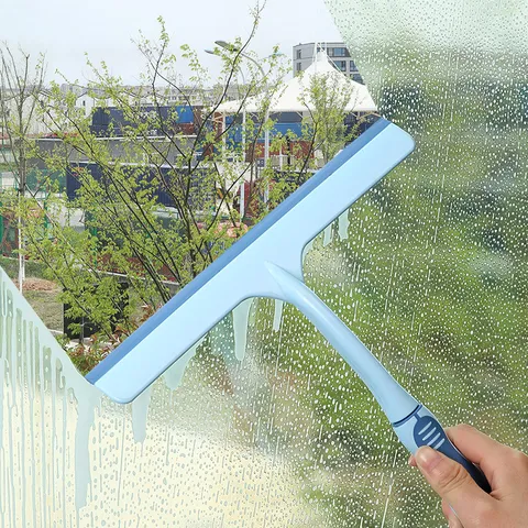 Long Handle Glass Squeegee Window Cleaning Tool Soft TPR Rubber Scraper For Household Bathroom Kitchen Window Mirror Table