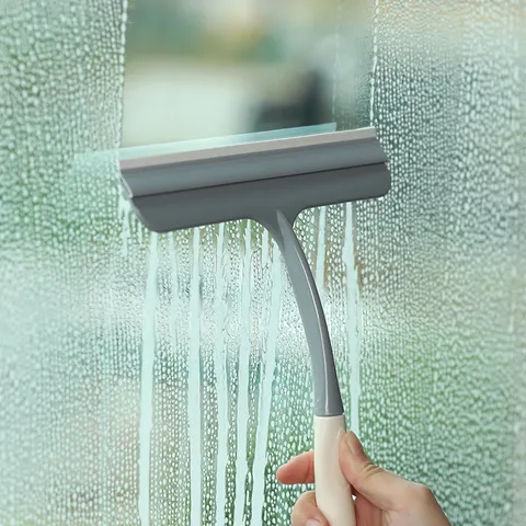 Manual Glass Squeegee Window Cleaning Tool For Bathroom Mirror Tiles Nordic Style PP TPR Soft Rubber Blade Hanging Hole