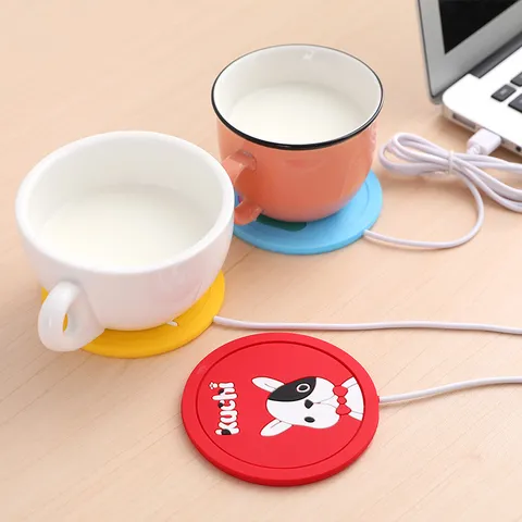 Cartoon Silicone USB Heating Coaster Portable Milk Tea Coffee Water Warmer Non-slip Insulation Mat Home Office Cup Pad