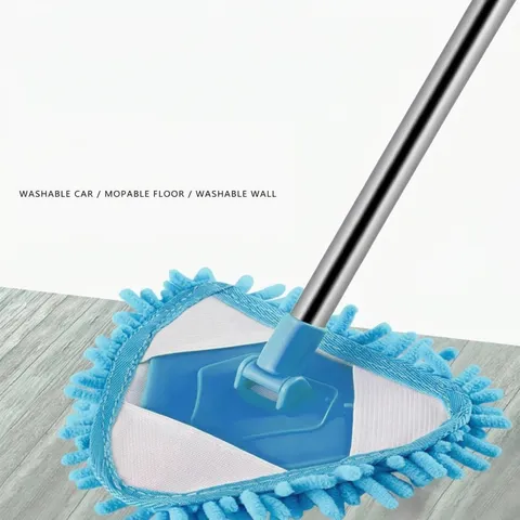 Triangle Chenille Mop With Stainless Steel Retractable Long Handle 180 Degree Rotating Head For Floor Window Glass Wall Cleaning Tool