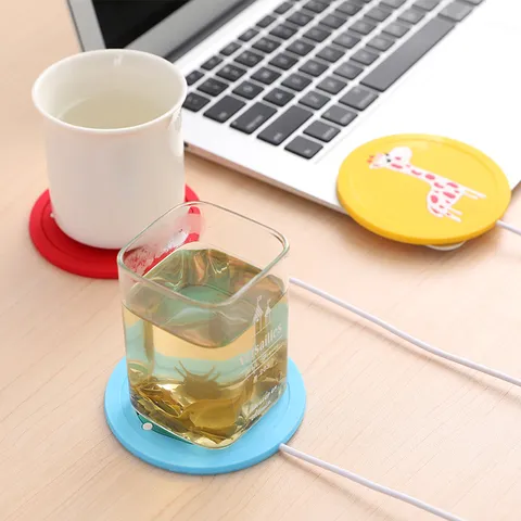 Cartoon Silicone USB Heating Coaster Portable Milk Tea Coffee Water Warmer Non-slip Insulation Mat Home Office Cup Pad