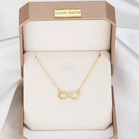 Infinity Symbol Pendant Necklace Alloy Rhinestone Inlaid Clavicle Chain Gold Silver Simple Fashion Jewelry For Women Gift