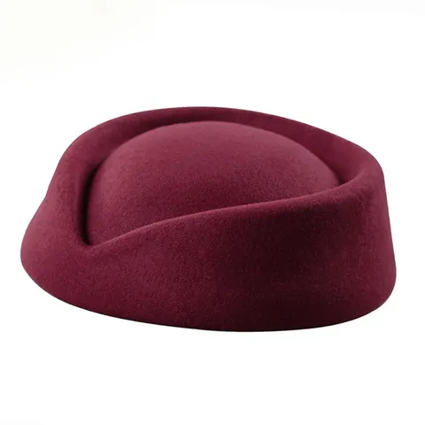 Vintage Solid Color Polyester Pillbox Hat Retro Stewardess Hat For Women Elegant Uniform Accessory Sunshade Dress Hat