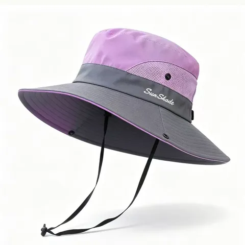 Outdoor Wide Brim Sun Hat For Women Men Breathable Mesh Fishing Hiking Fisherman Hat With Adjustable Wind Rope UV Protection Foldable Beach Cap