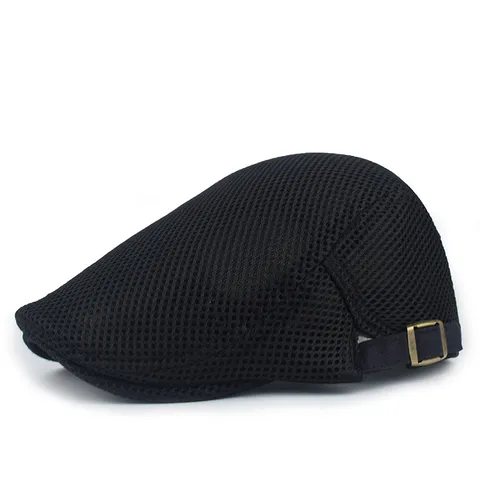 Adjustable Mesh Beret Hat For Men And Women Breathable Summer Newsboy Cap Retro Hollow Out Flat Cap Outdoor Sun Protection