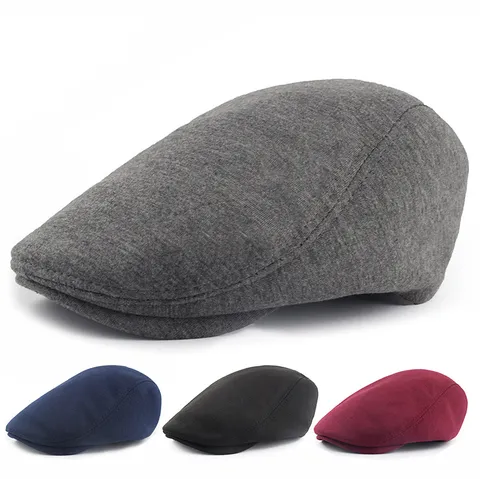 Vintage Newsboy Cap For Men Women Solid Color Flat Cap Ivy Cap Knit Beret Hat Adjustable Warm Winter Autumn Cabbie Hat