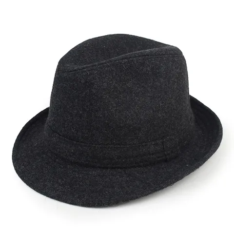 Classic Men Woolen Fedora Hat Vintage Jazz Gentleman Hat Thickened Warm Winter Felt Hat For Middle-Aged Elderly Men