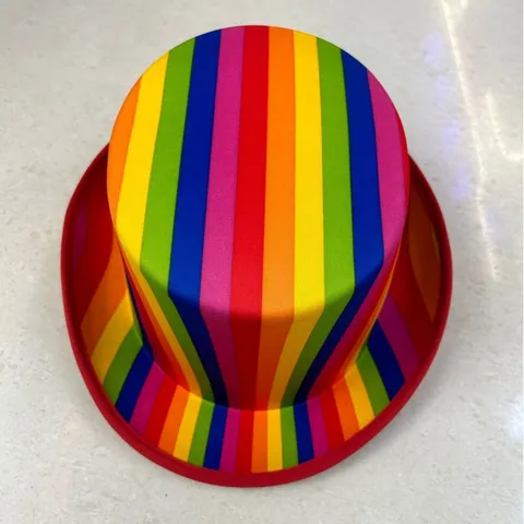 Rainbow Striped Clown Top Hat Colorful Polyester Funny Carnival Halloween Masquerade Costume Accessory For Adults Party Hat
