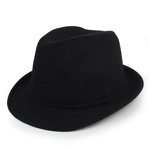 Classic Men Woolen Fedora Hat Vintage Jazz Gentleman Hat Thickened Warm Winter Felt Hat For Middle-Aged Elderly Men