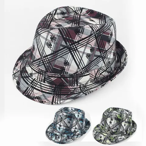 Women Hip Hop Graffiti Fedora Hat Plaid Checkered Jazz Hat With Rose Flower Punk Streetwear Autumn Winter Polyester Cap