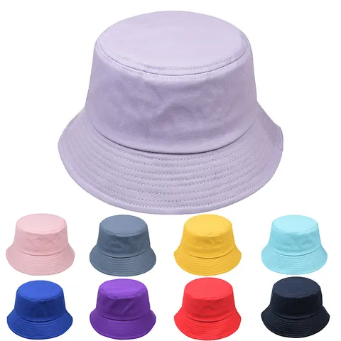 Classic Solid Color Cotton Bucket Hat For Men Women Outdoor Fishing Sun Protection Casual Summer Foldable Sun Basin Cap