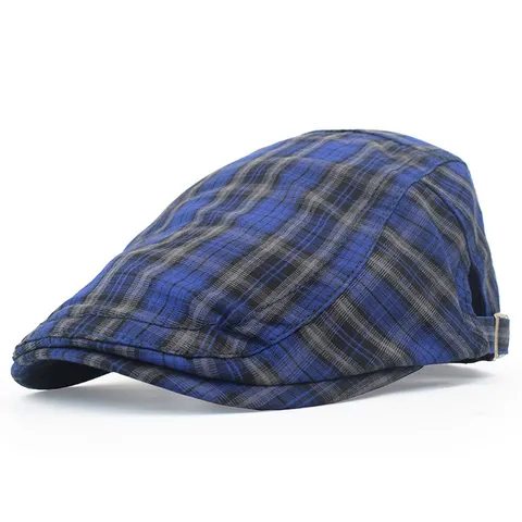Cappello Newsboy Vintage a Quadri per Uomo Donna Primavera Estate Leggero in Cotone Berretto Piatto Regolabile Retrò Berretto Ivy Casual