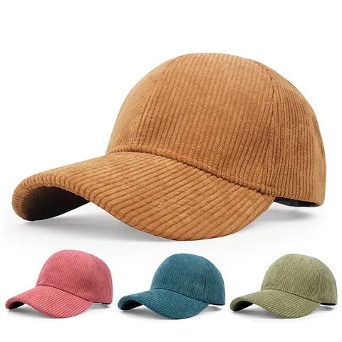 Corduroy Solid Color Baseball Cap Women Men Autumn Winter Adjustable Curved Brim Sun Hat Japanese Casual Sport Hat