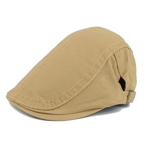 Unisex Cotton Beret Hat Vintage British Style Solid Color Newsboy Cap Adjustable Flat Cap For Men Women Casual Outdoor Sun Hat