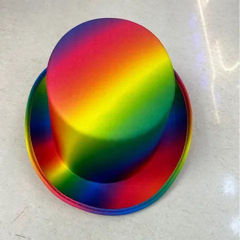 Rainbow Striped Clown Top Hat Colorful Polyester Funny Carnival Halloween Masquerade Costume Accessory For Adults Party Hat