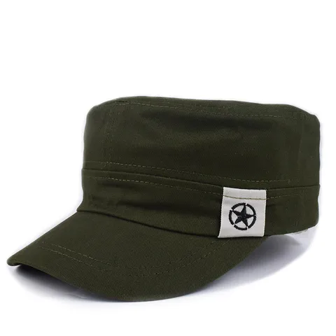 Cotton Flat Top Cadet Hat For Men Women Military Style Patrol Cap Breathable Sun Hat Outdoor Casual Vintage Baseball Cap