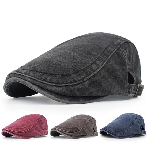 Retro Washed Cotton Newsboy Cap For Men Women Vintage Adjustable Beret Ivy Gatsby Forward Hat Solid Color Outdoor Flat Cap