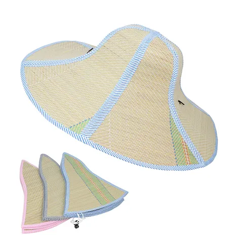 Foldable Straw Sun Hat Wide Brim Summer Beach Fan Hat For Women UV Protection Outdoor Fishing Gardening Breathable Hat