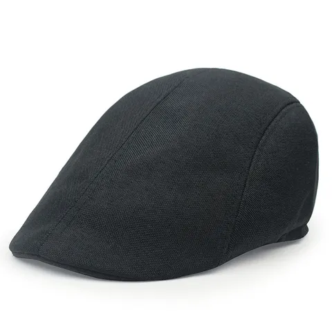 Men Retro Vintage Beret Newsboy Cap Classic Solid Color Flat Cap Breathable Polyester Outdoor Sun Protection Duckbill Hat