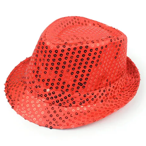 Sequined Fedora Jazz Hat For Men Women Unisex Glitter Party Dance Stage Performance Hat Western Style Costume Cap