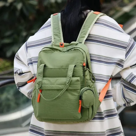 Sac à Dos en Nylon Résistant à l'Eau Grande Capacité pour Hommes Femmes Décontracté Trajet Voyage Sac à Dos Portable Avec Porte-Monnaie