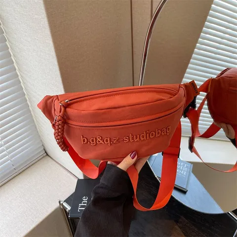 Borsa a Tracolla Multifunzionale in Nylon per Donna Studenti Stile Minimalista Ins Sport Tempo Libero Leggera Borsa Ricamata