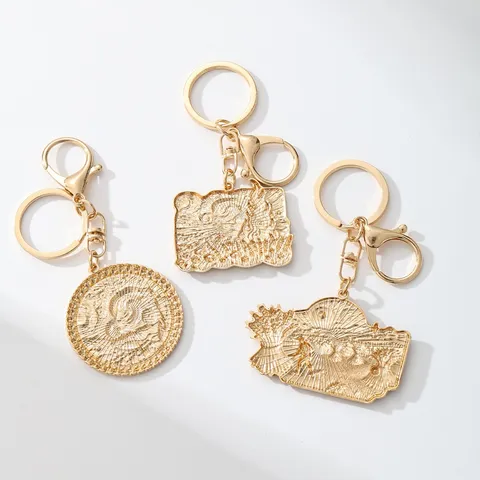 Retro Künstlerisch Legierung Ölgemälde Schlüsselanhänger Luxus Strass Sternennacht Weizenfeld Metall Tasche Anhänger Schmuck