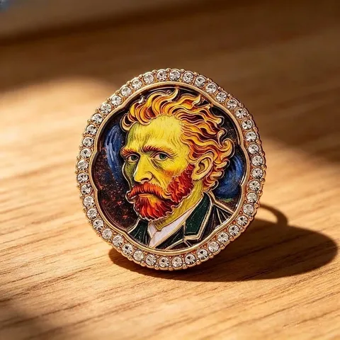 Spilla Artistica Vintage Ritratto di Van Gogh per Uomo Donna in Lega di Zinco Intarsio di Strass Spilla da Risvolto Accessori Abbigliamento Regalo