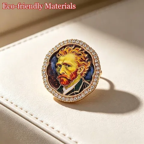 Spilla Artistica Vintage Ritratto di Van Gogh per Uomo Donna in Lega di Zinco Intarsio di Strass Spilla da Risvolto Accessori Abbigliamento Regalo