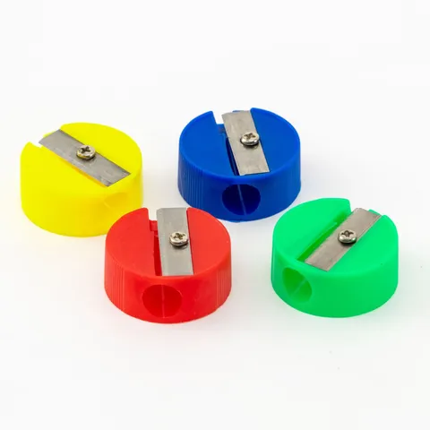Mini Round Pencil Sharpener Plastic Manual Single Hole Hand Sharpener Anti Slip Ribbed Writing Tool For Student School Office Supplies