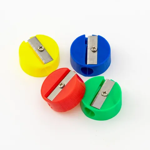 Mini Round Pencil Sharpener Plastic Manual Single Hole Hand Sharpener Anti Slip Ribbed Writing Tool For Student School Office Supplies
