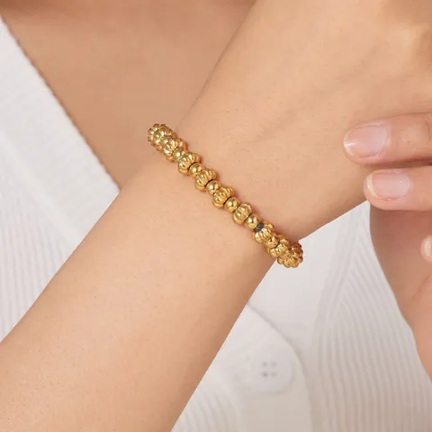 Minimalistisch Edelstahl Vergoldet Perlen Armband Für Damen Punk Stil Massiv Rund Perlen Kette Armband Mit Verstellbarer Verlängerung Schmuck