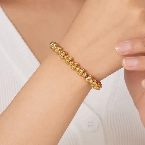 Minimalistisch Edelstahl Vergoldet Perlen Armband Für Damen Punk Stil Massiv Rund Perlen Kette Armband Mit Verstellbarer Verlängerung Schmuck